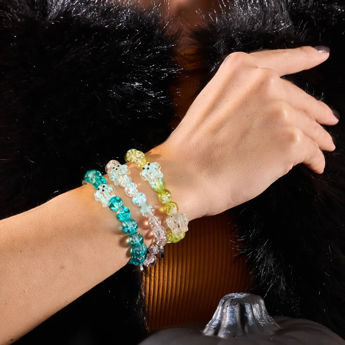 Teal Phantom | Silver | Firefly Glass Ghost Bracelet