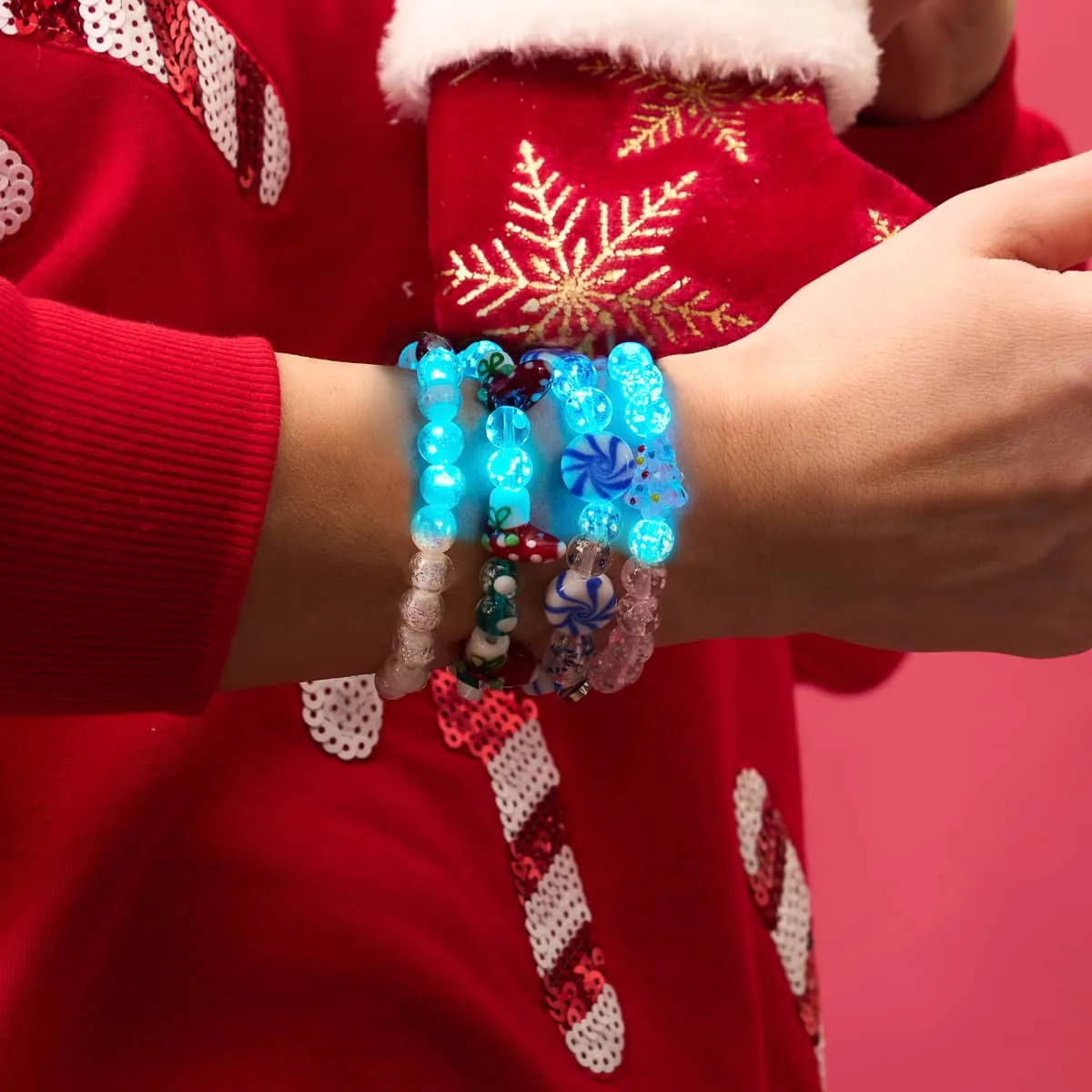 Teal Stockings | Silver | Firefly Glass Polka Dot Bracelet