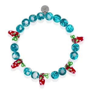 Teal Stockings | Silver | Firefly Glass Polka Dot Bracelet
