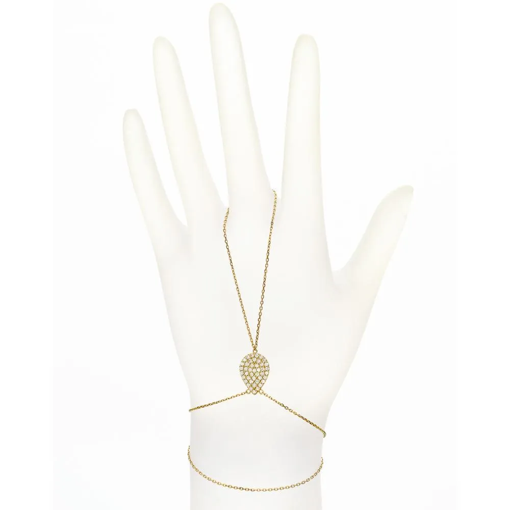TEARDROP HANDCHAIN, WHITE, GOLD