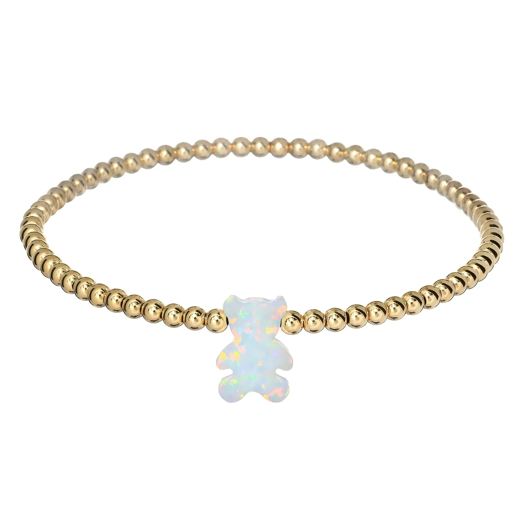 TEDDY BEAR | Opal Charm and 14K Gold Filled Beads Bracelet