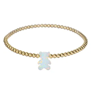 TEDDY BEAR | Opal Charm and 14K Gold Filled Beads Bracelet