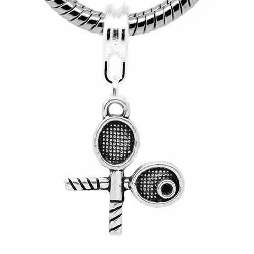 Tennis Racket European Bead Compatible for Most European Snake Chain Bracelet
