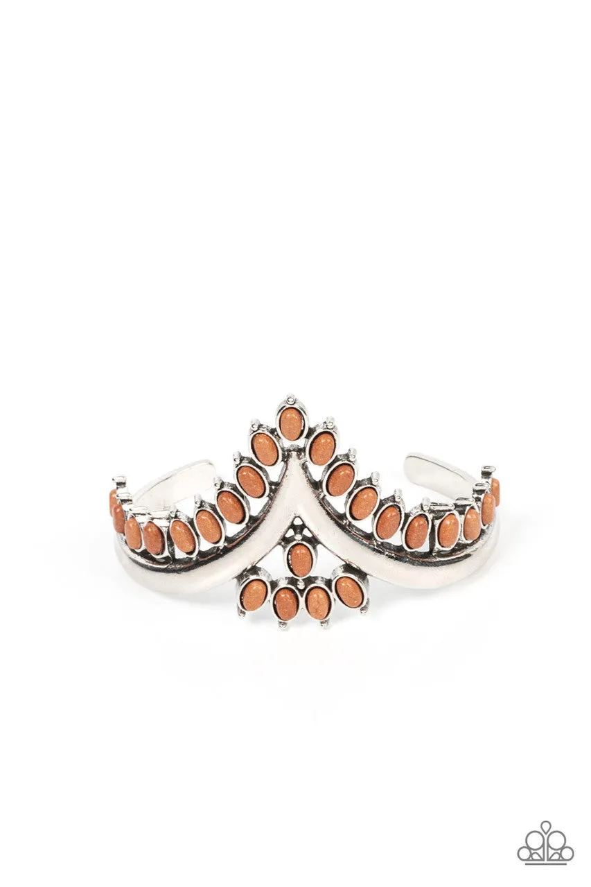 Teton Tiara - Brown - Stone V-Shape Paparazzi Cuff Bracelet