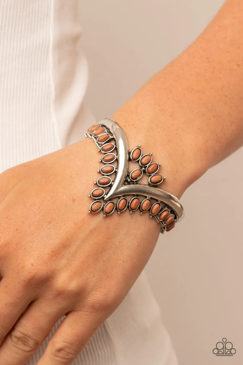 Teton Tiara - Brown - Stone V-Shape Paparazzi Cuff Bracelet