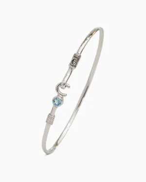 The Hook Bracelet with Stone, 2mm - Hampton Blue Topaz