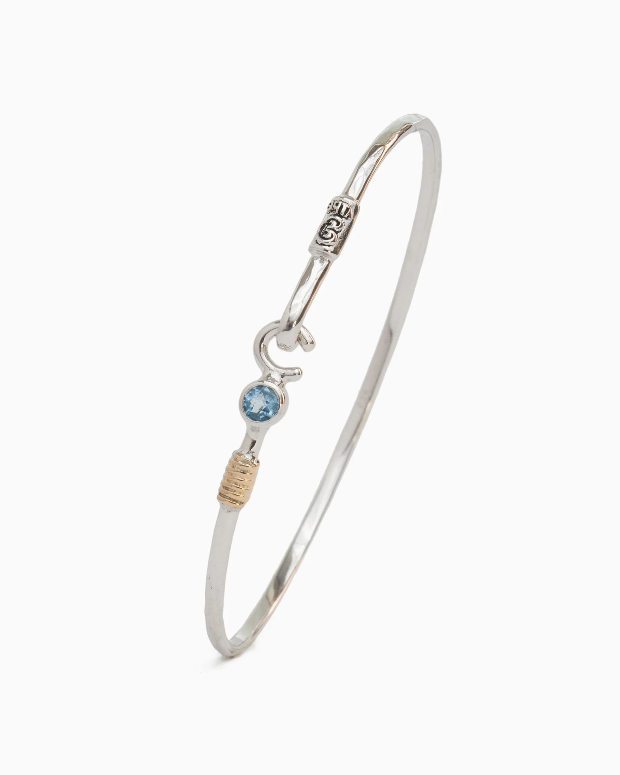 The Hook Bracelet with Stone, 2mm - Hampton Blue Topaz