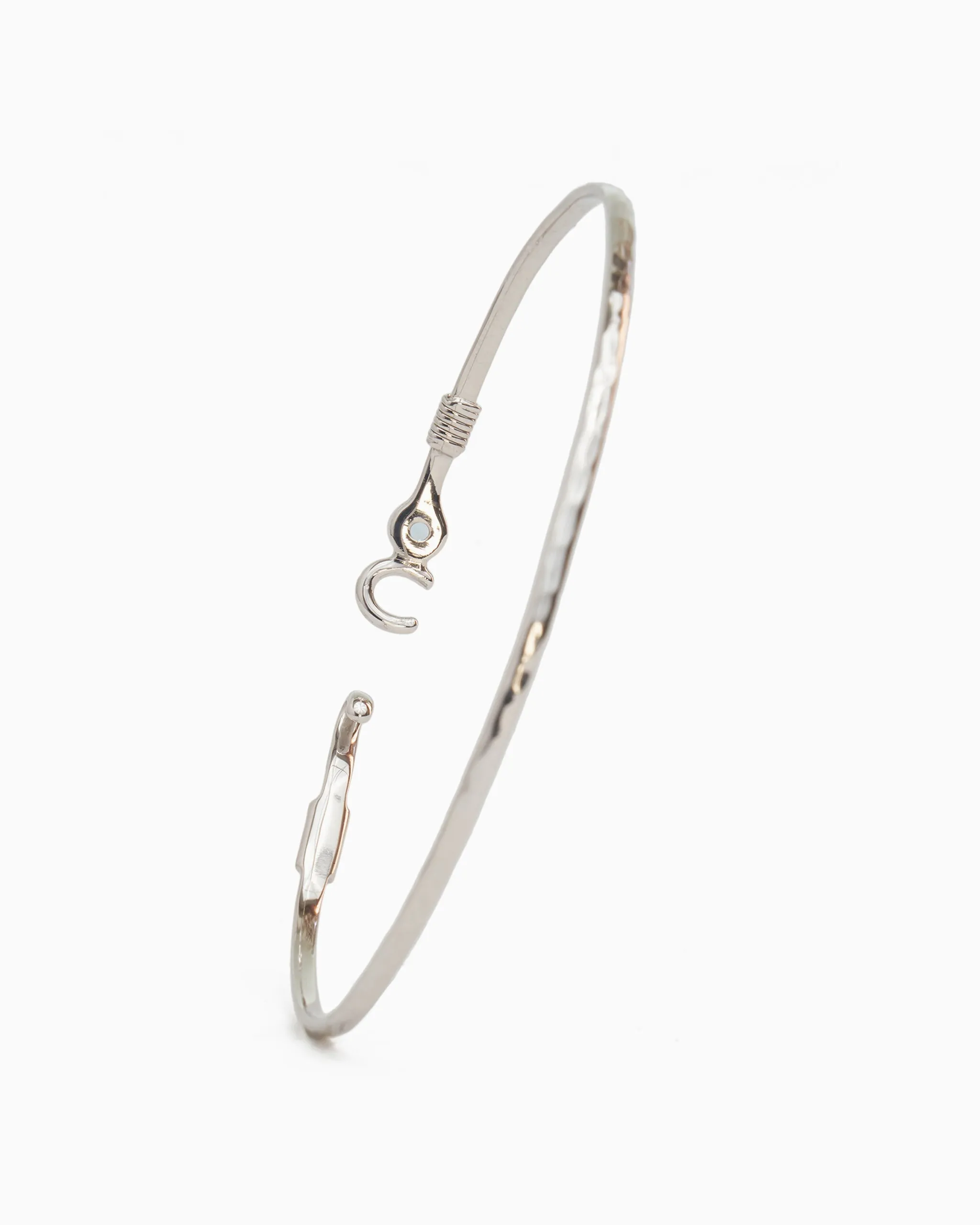 The Hook Bracelet with Stone, 2mm - Hampton Blue Topaz