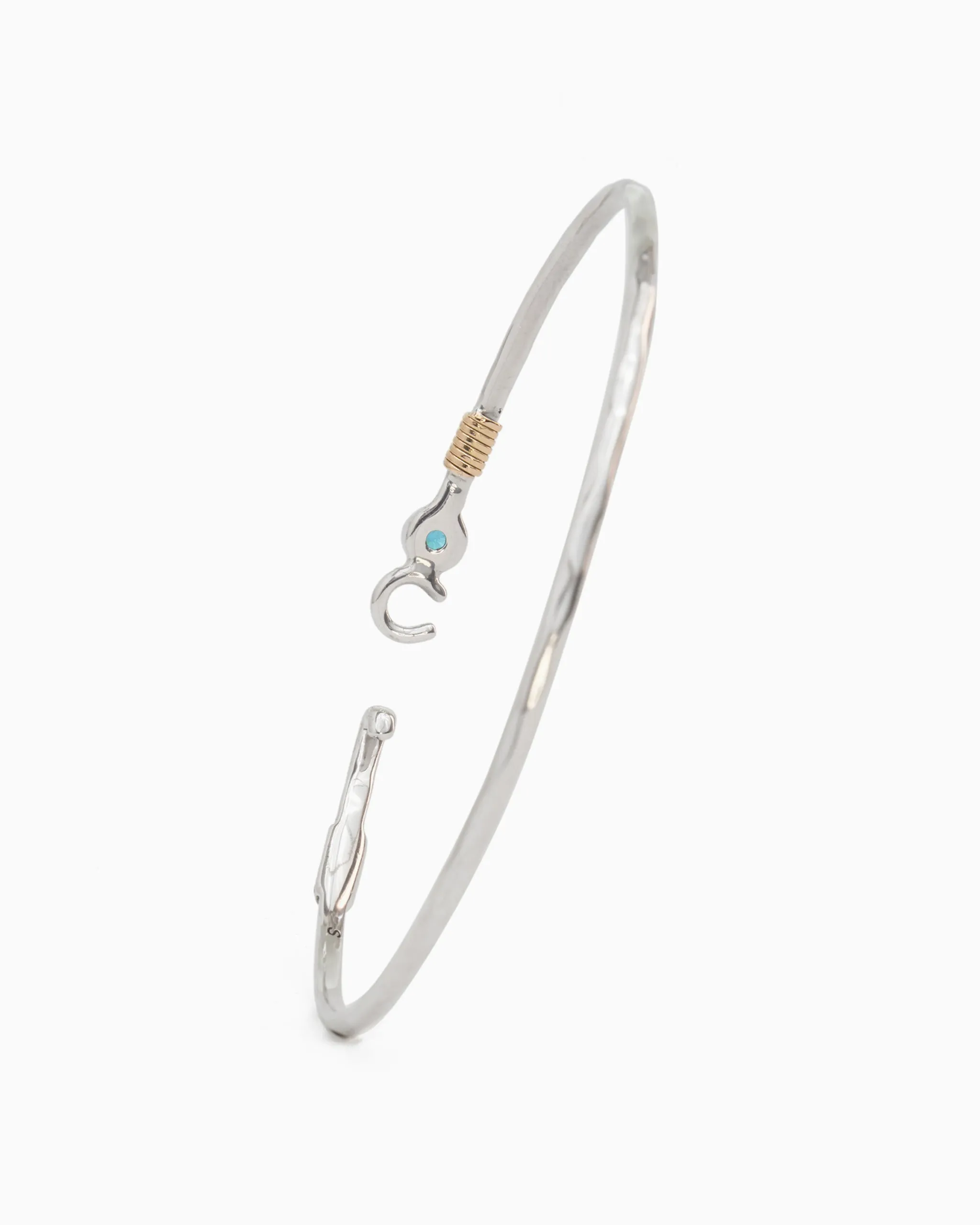 The Hook Bracelet with Stone, 2mm - Hampton Blue Topaz