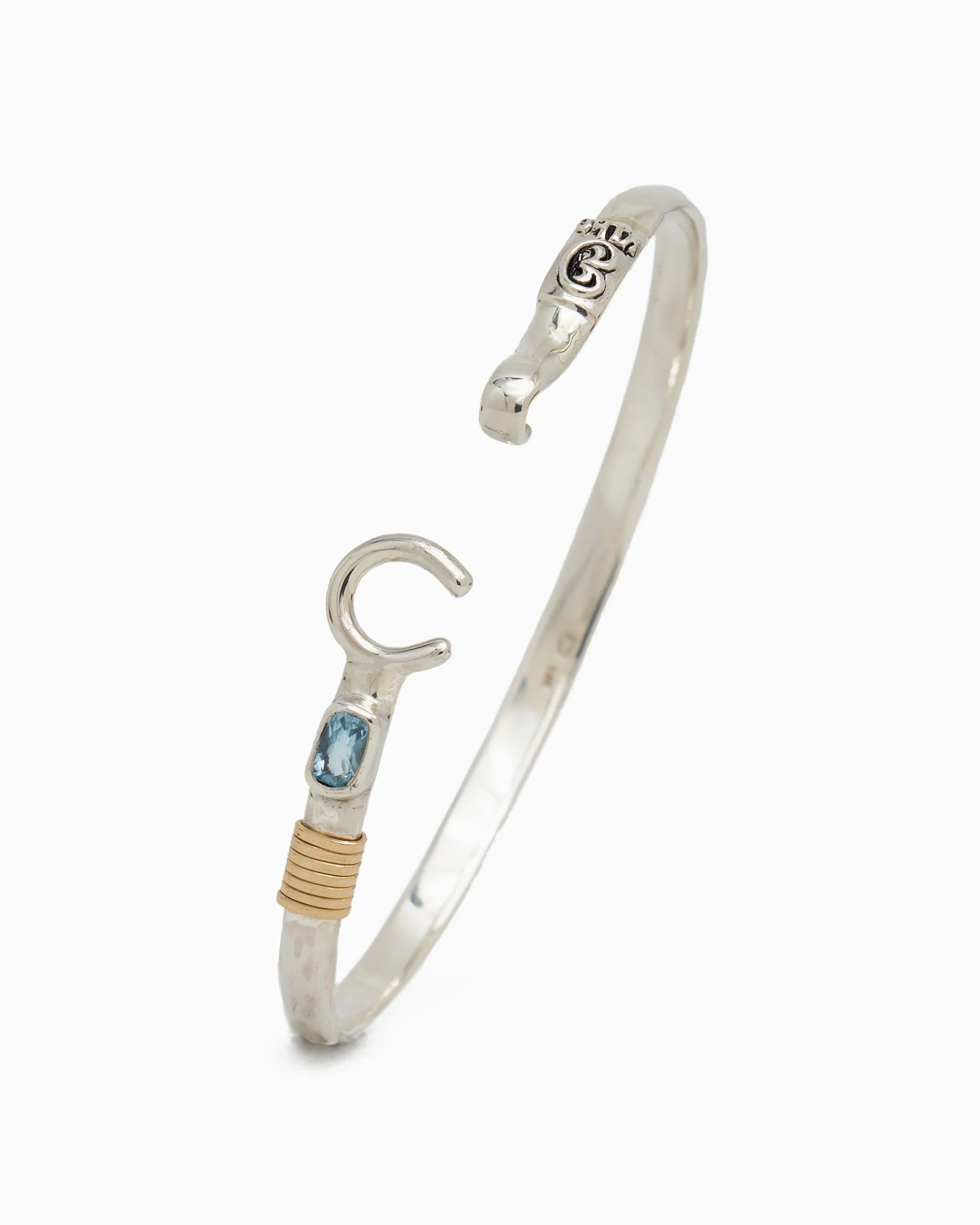 The Hook Bracelet with Stone, 4mm - Hampton Blue Topaz