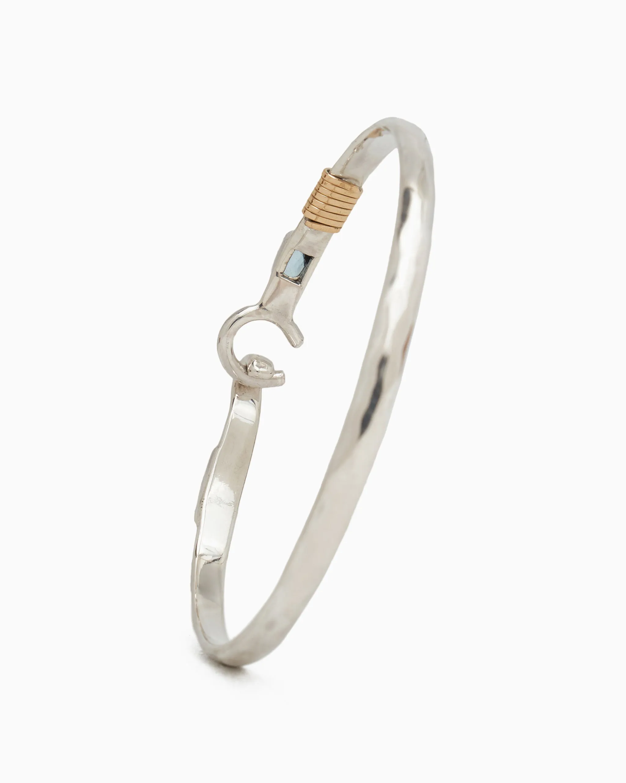 The Hook Bracelet with Stone, 4mm - Hampton Blue Topaz