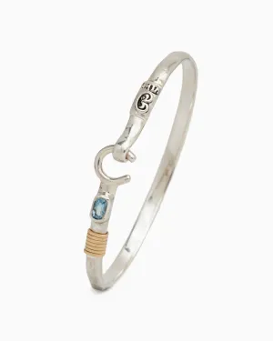 The Hook Bracelet with Stone, 4mm - Hampton Blue Topaz