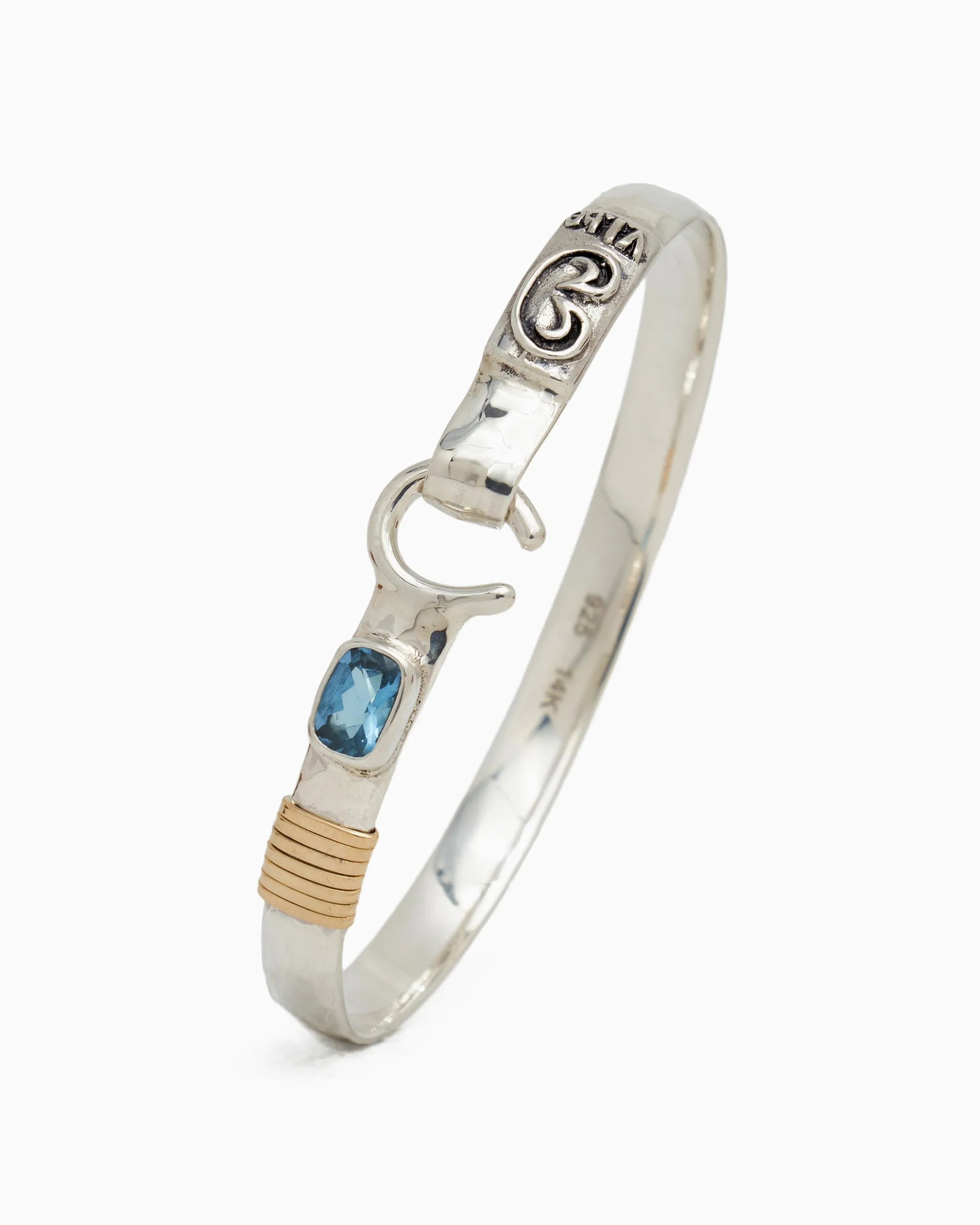 The Hook Bracelet with Stone, 6mm - Hampton Blue Topaz