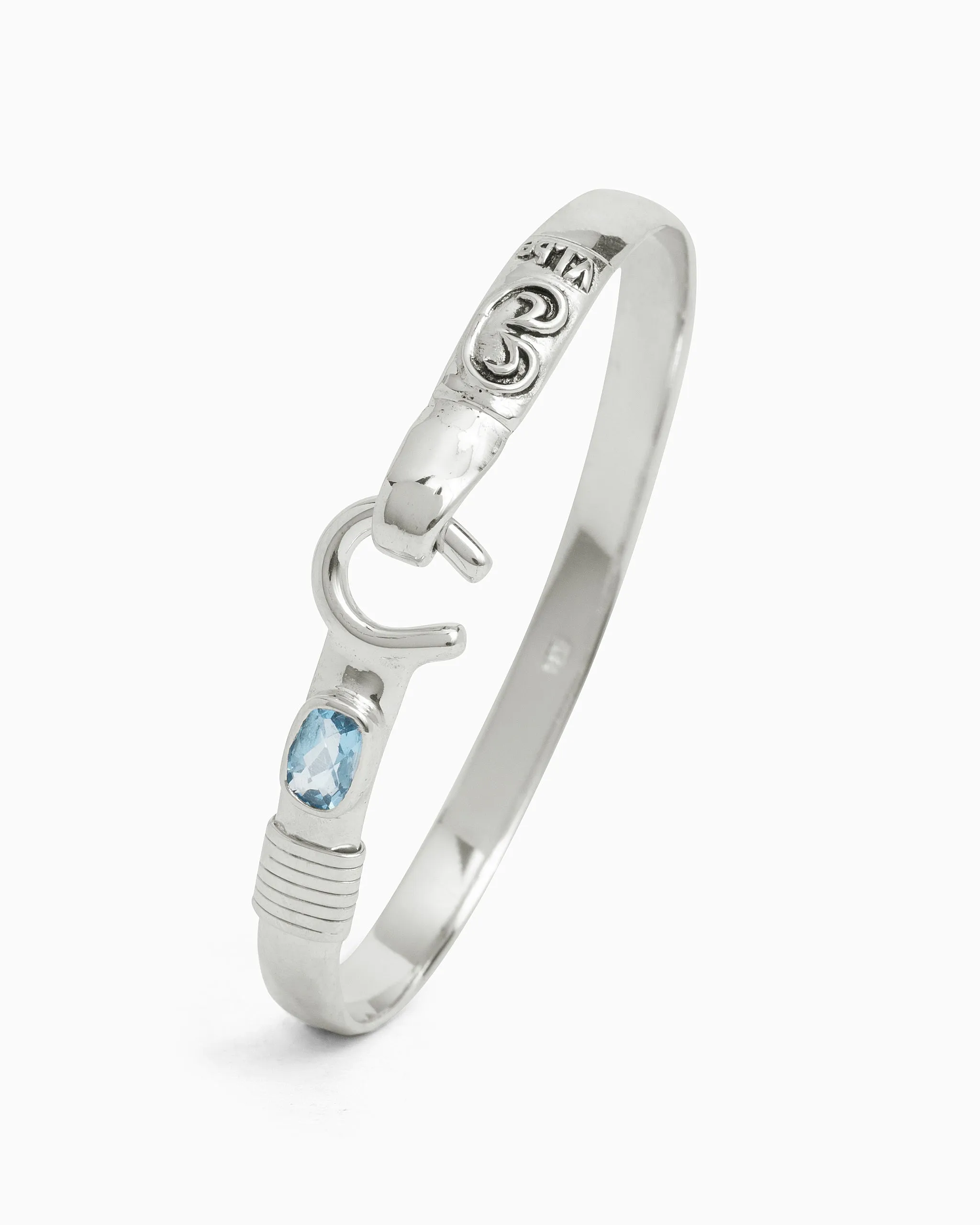The Hook Bracelet with Stone, 6mm - Hampton Blue Topaz