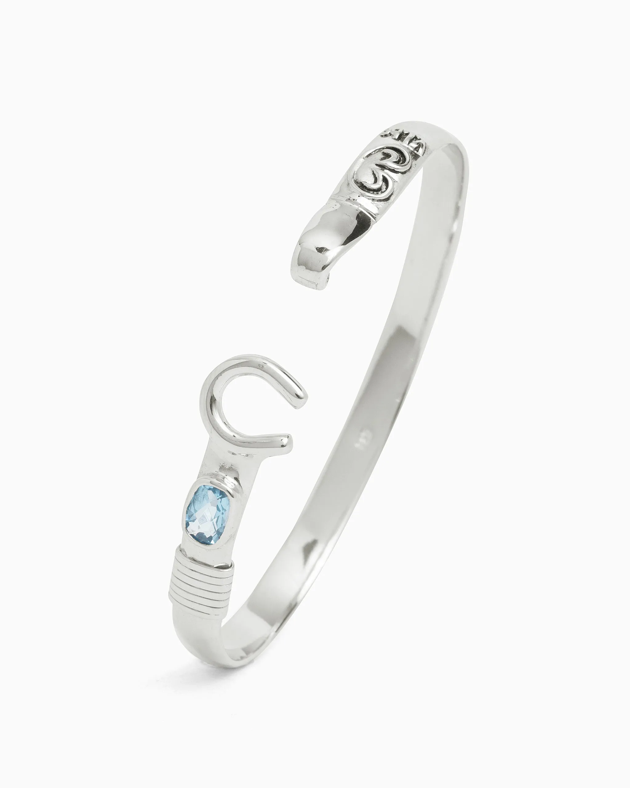 The Hook Bracelet with Stone, 6mm - Hampton Blue Topaz
