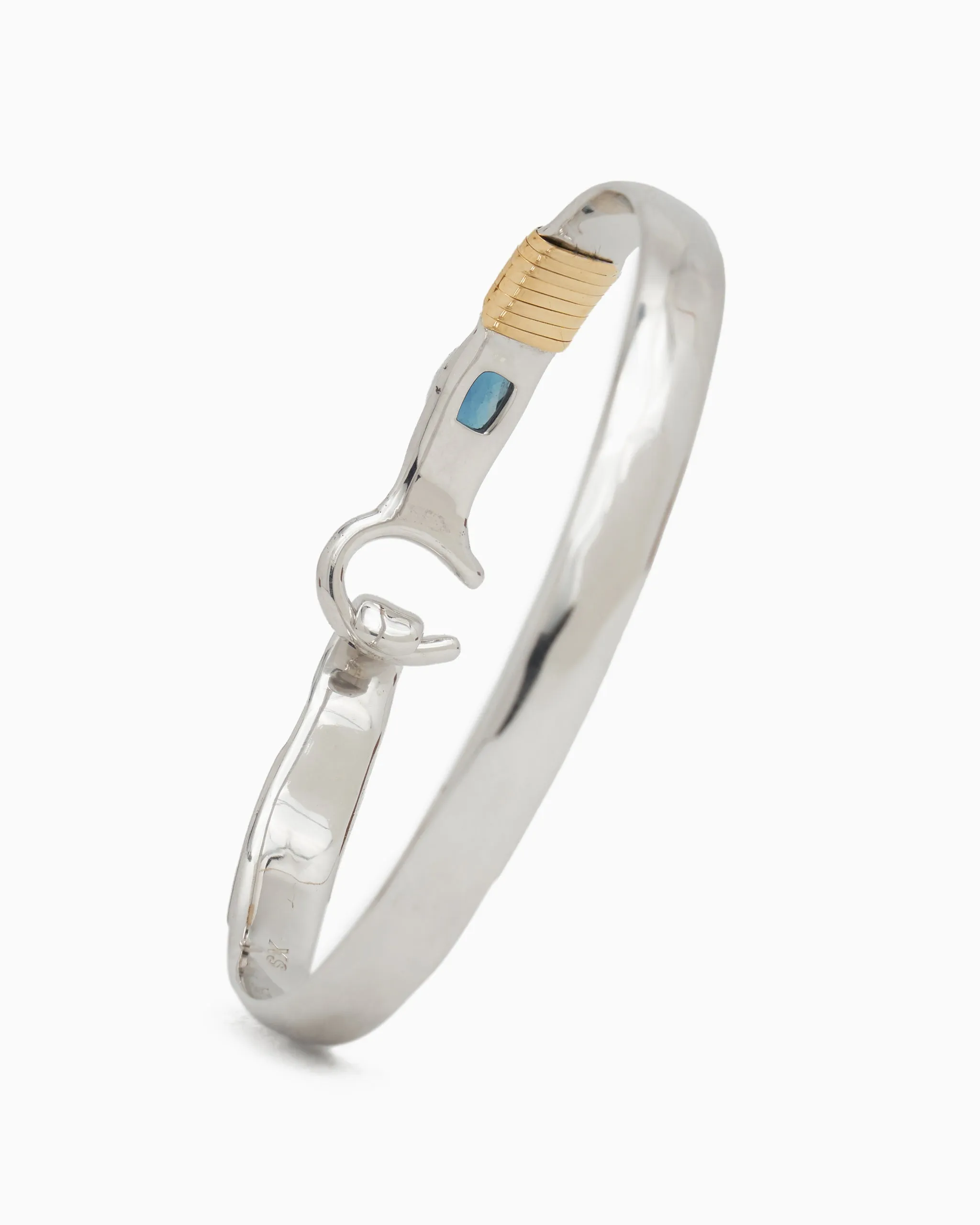 The Hook Bracelet with Stone, 6mm - London Blue Topaz