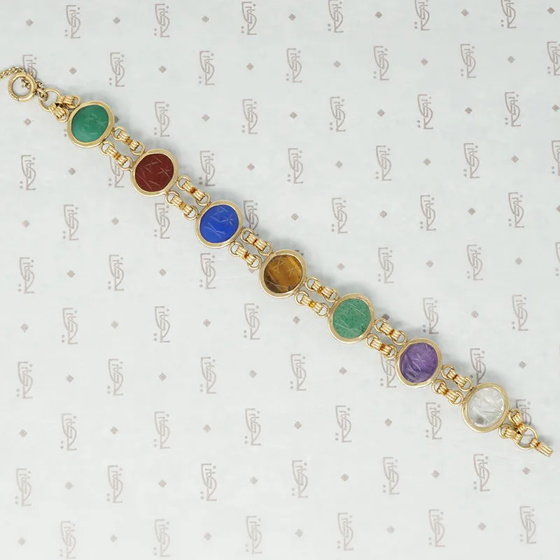 The Vintage 7 Stone Scarabs Bracelet