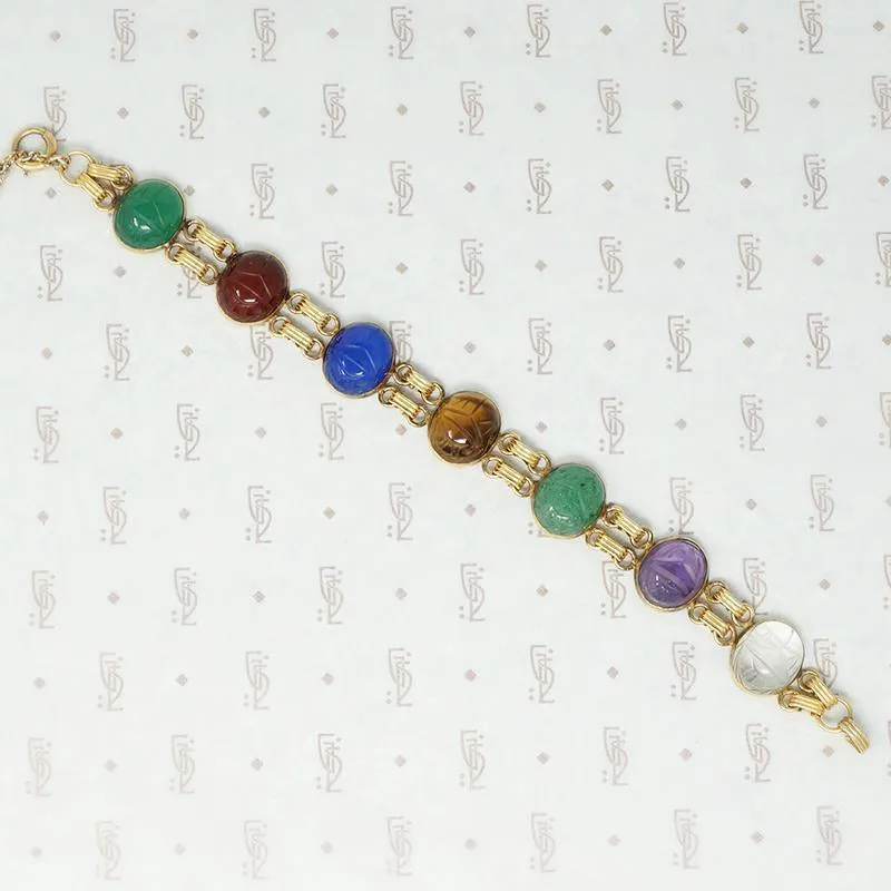 The Vintage 7 Stone Scarabs Bracelet