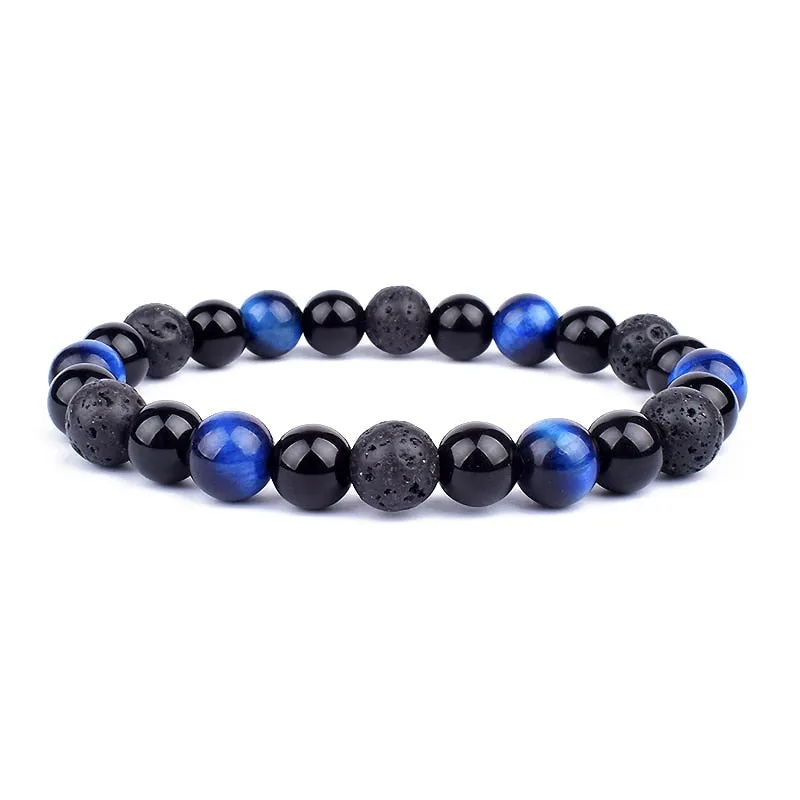 Tiger Eye & Hematite Bracelets Natural Obsidian Beads