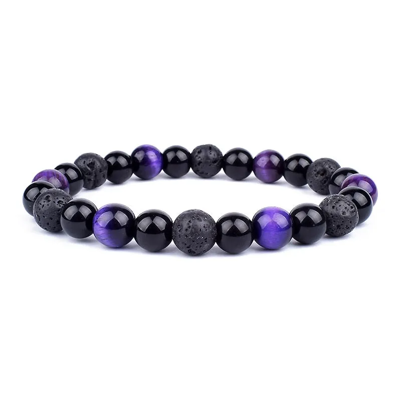 Tiger Eye & Hematite Bracelets Natural Obsidian Beads
