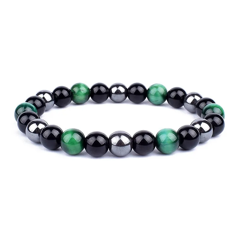 Tiger Eye & Hematite Bracelets Natural Obsidian Beads