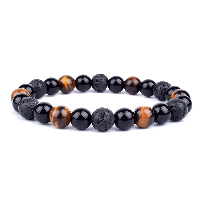 Tiger Eye & Hematite Bracelets Natural Obsidian Beads