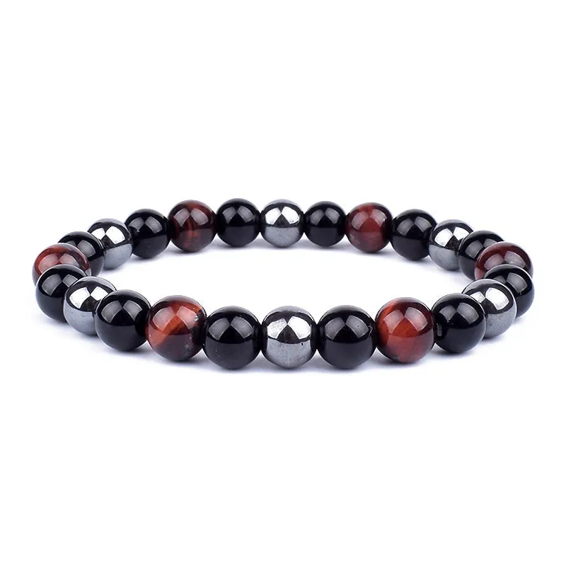 Tiger Eye & Hematite Bracelets Natural Obsidian Beads