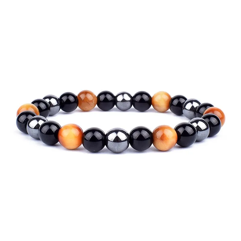 Tiger Eye & Hematite Bracelets Natural Obsidian Beads