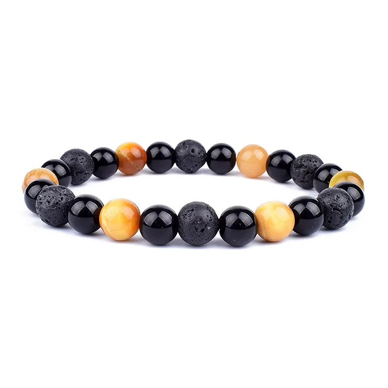 Tiger Eye & Hematite Bracelets Natural Obsidian Beads