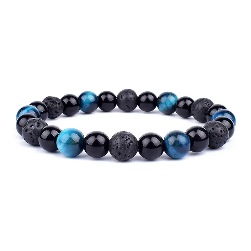 Tiger Eye & Hematite Bracelets Natural Obsidian Beads