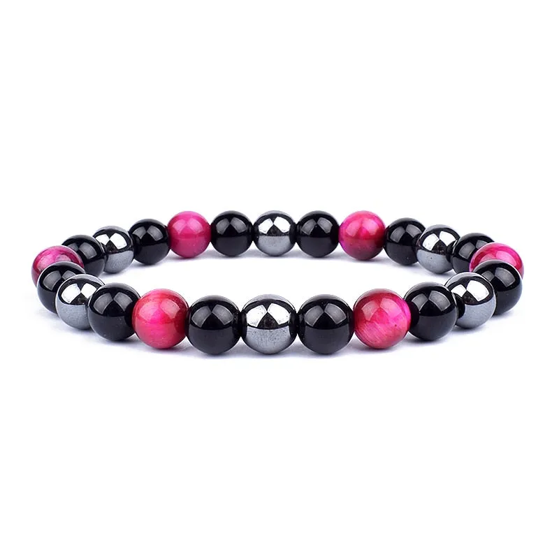 Tiger Eye & Hematite Bracelets Natural Obsidian Beads