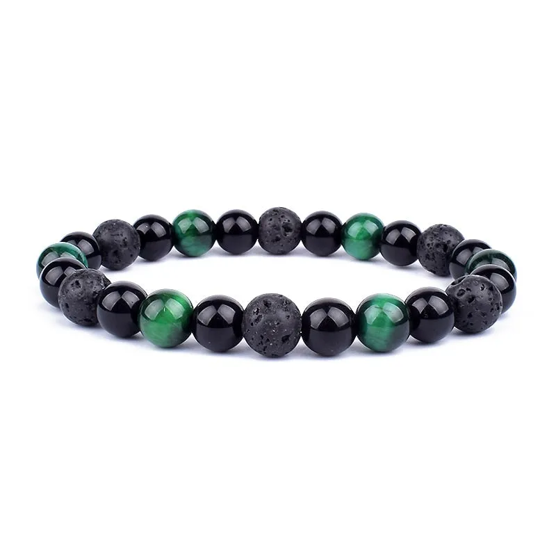 Tiger Eye & Hematite Bracelets Natural Obsidian Beads