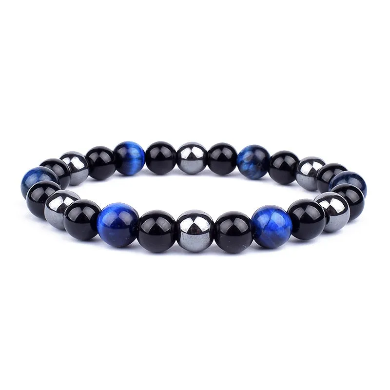Tiger Eye & Hematite Bracelets Natural Obsidian Beads