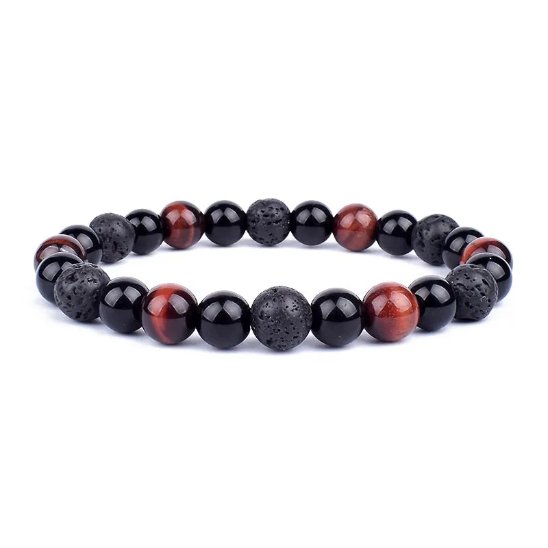 Tiger Eye & Hematite Bracelets Natural Obsidian Beads