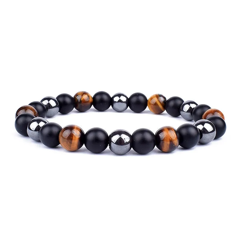 Tiger Eye & Hematite Bracelets Natural Obsidian Beads