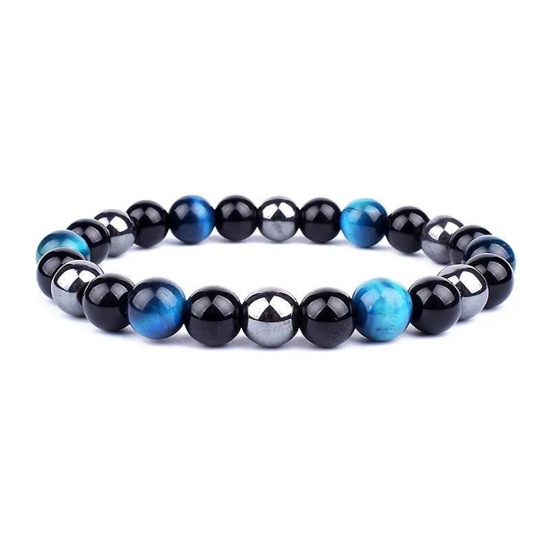 Tiger Eye & Hematite Bracelets Natural Obsidian Beads