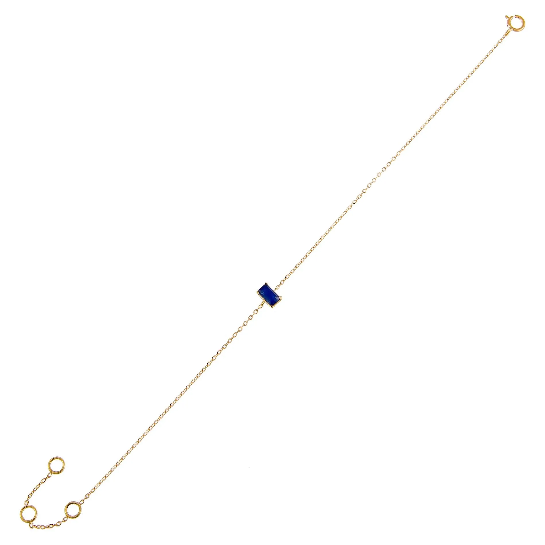 Tiny Diamond Colored Baguette Bracelet 14K