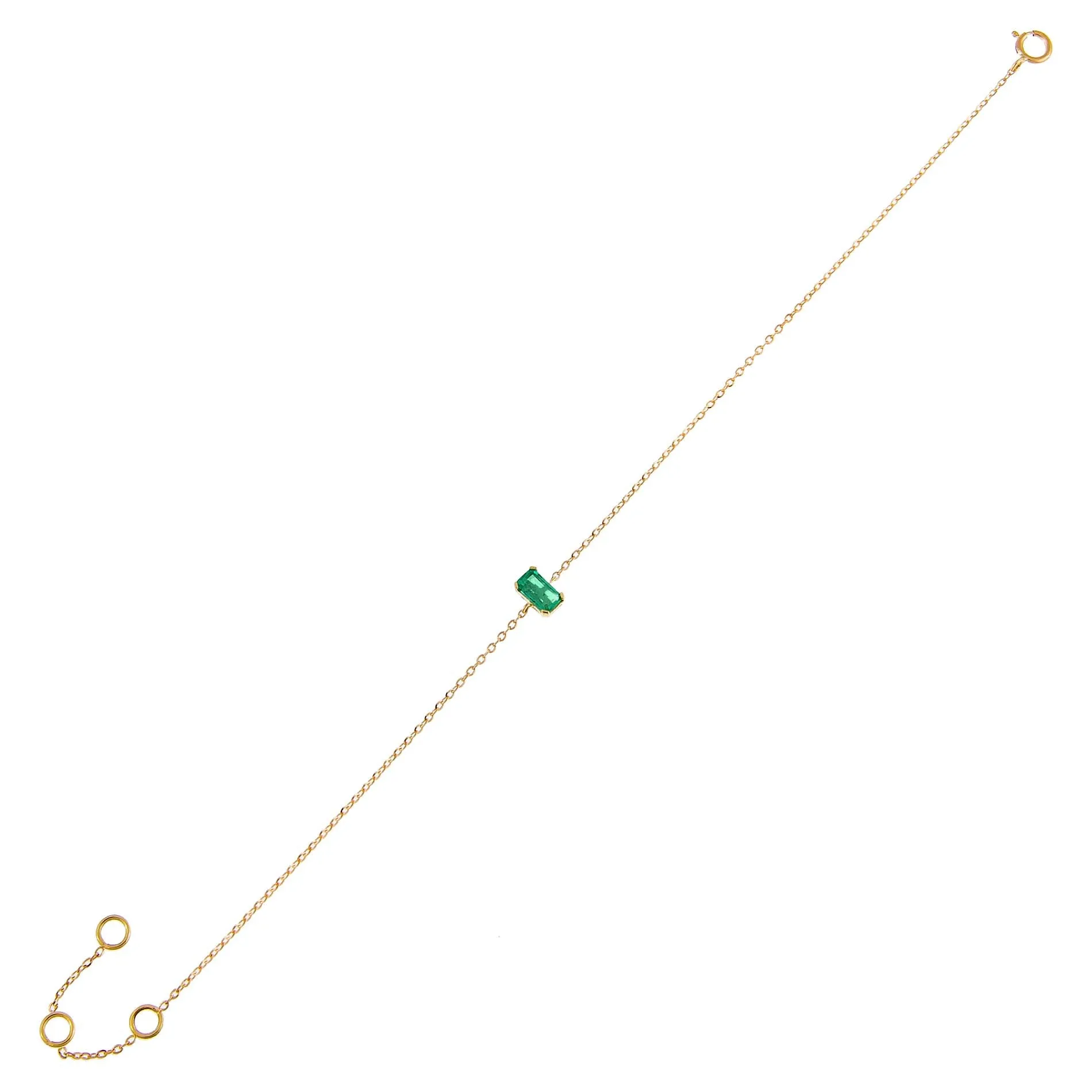 Tiny Diamond Colored Baguette Bracelet 14K