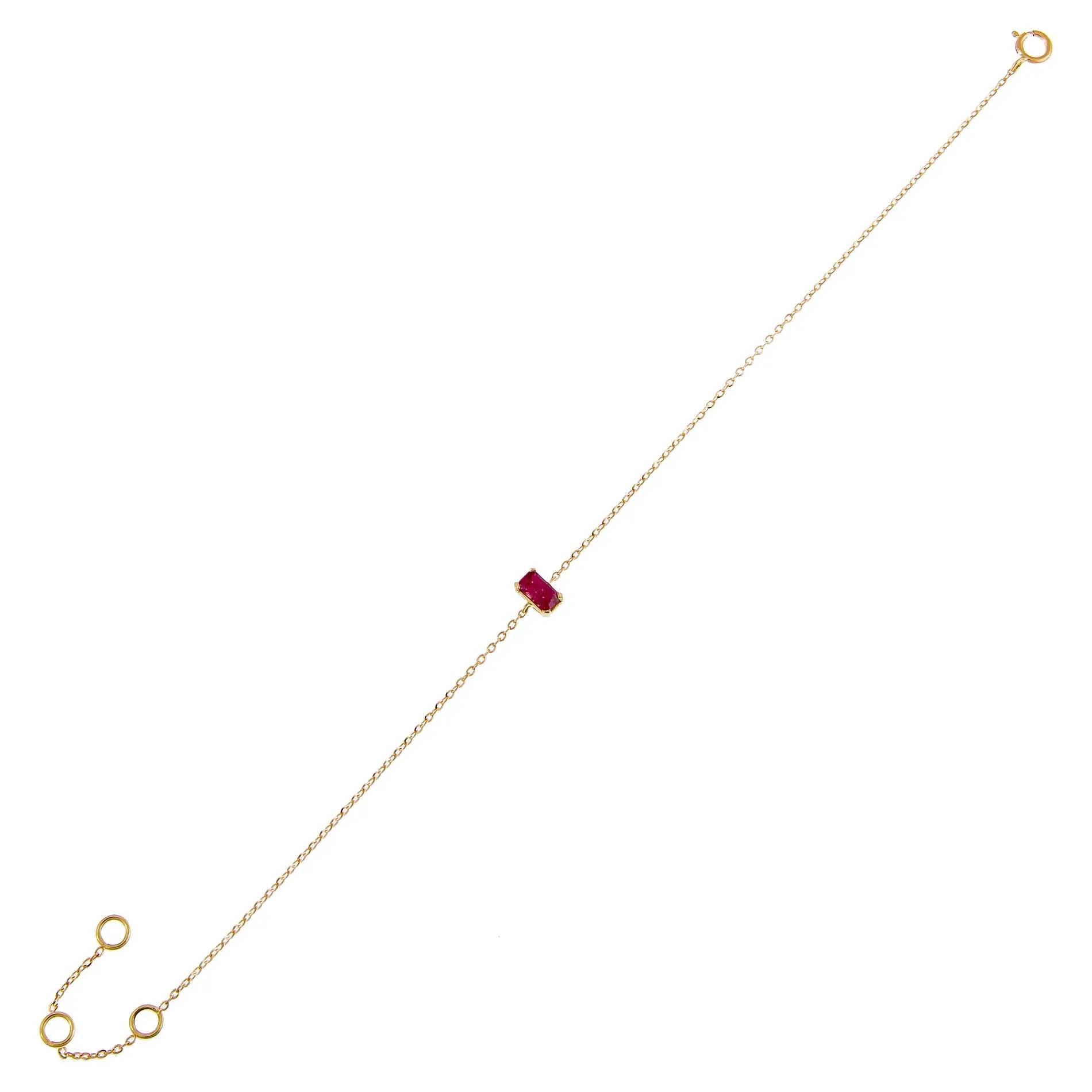 Tiny Diamond Colored Baguette Bracelet 14K