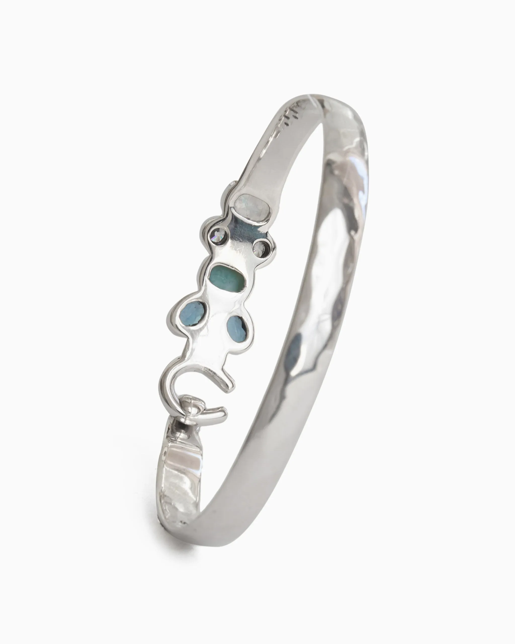 Treasure Hook Bracelet, 6mm - London Blue Topaz, Larimar, White Zircon, and Moonstone