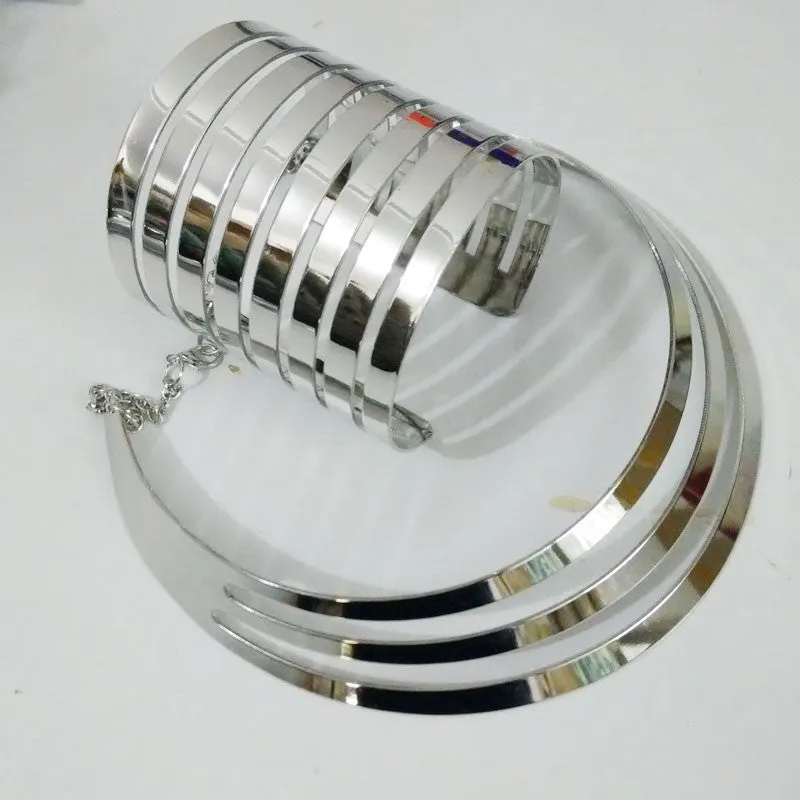 Trendy Gold Plated Torques Opened Cuff Bracelet Bangles Necklace Sets Women Party Statement Jewelry Set