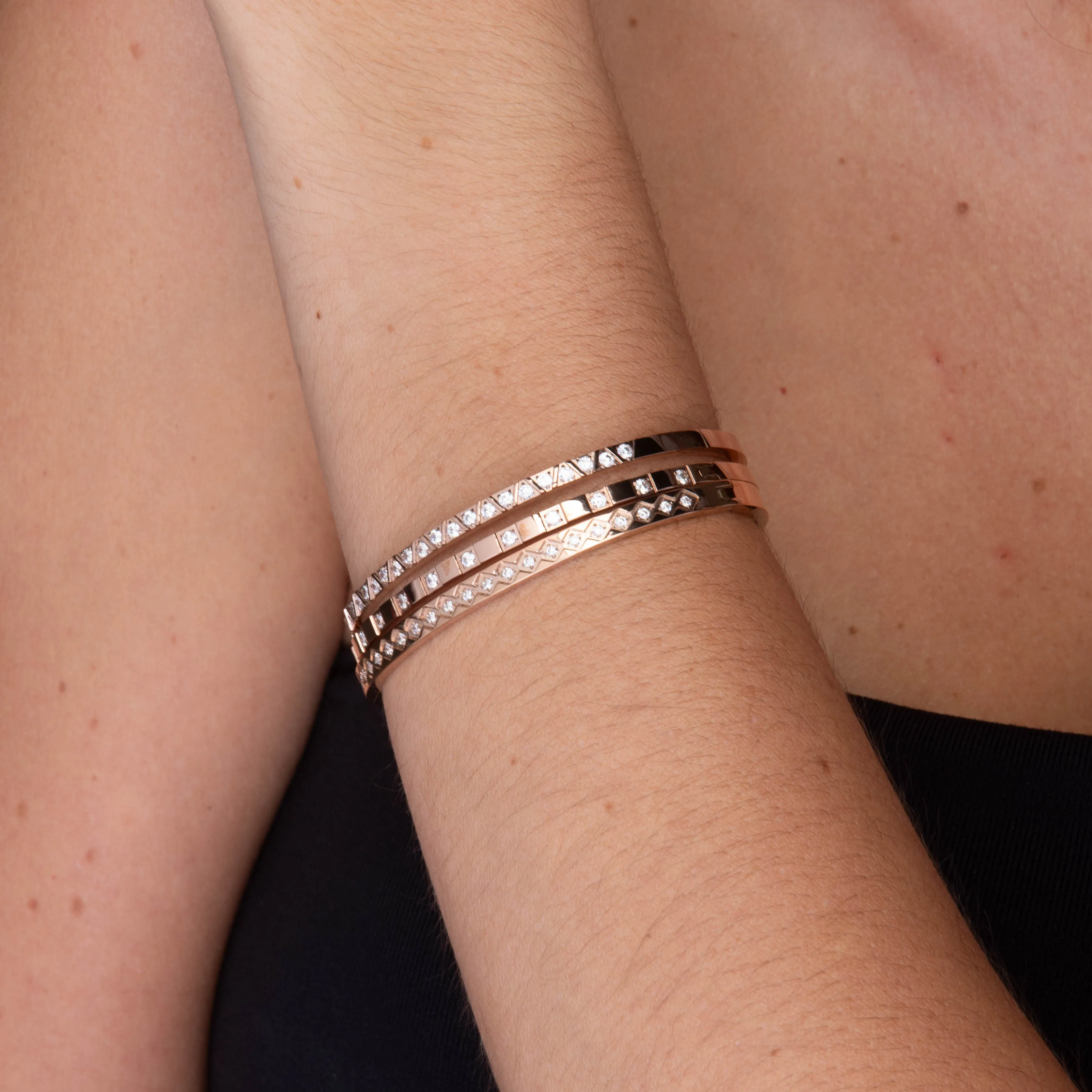 Triangle Sapphire Hinged Bangle Bracelet