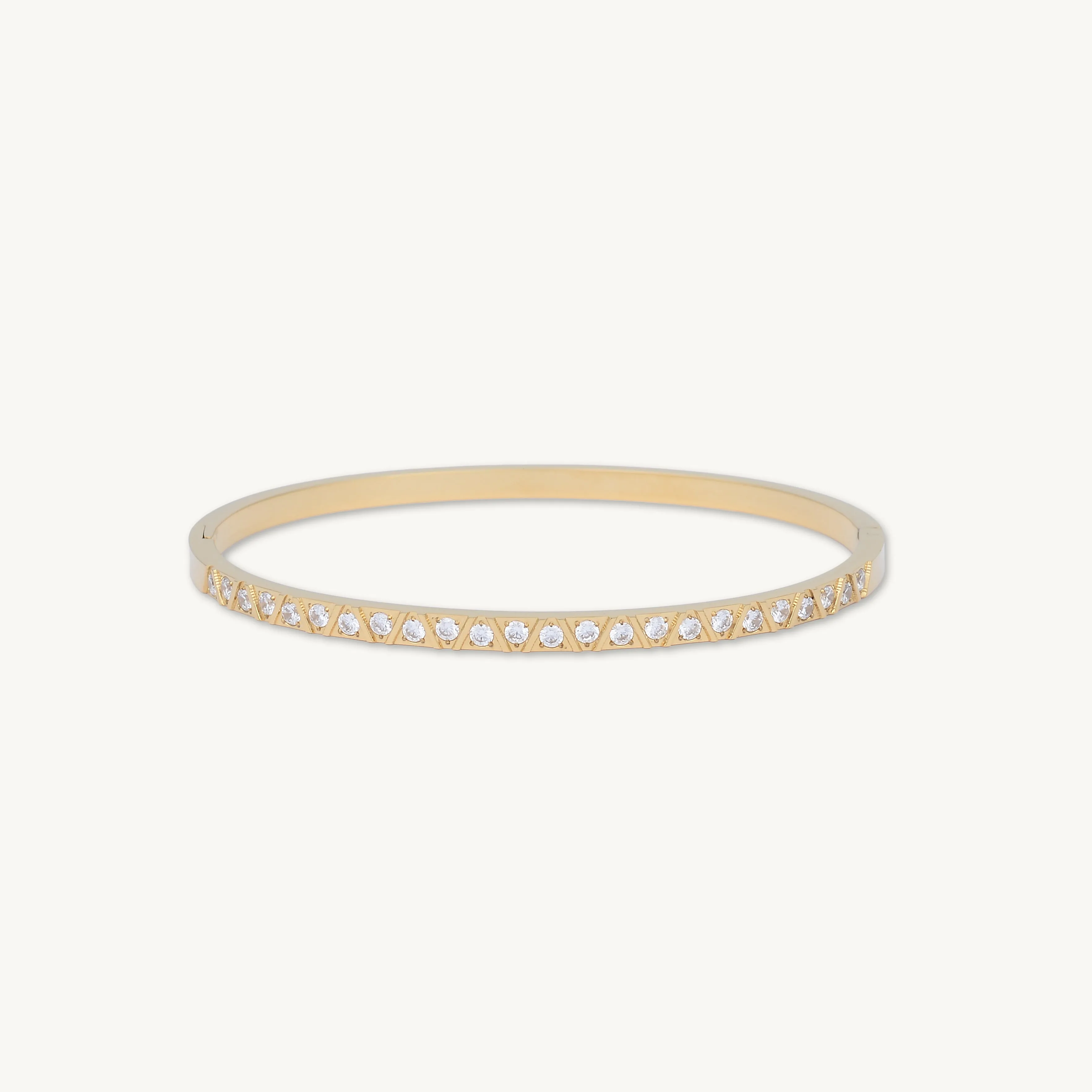 Triangle Sapphire Hinged Bangle Bracelet