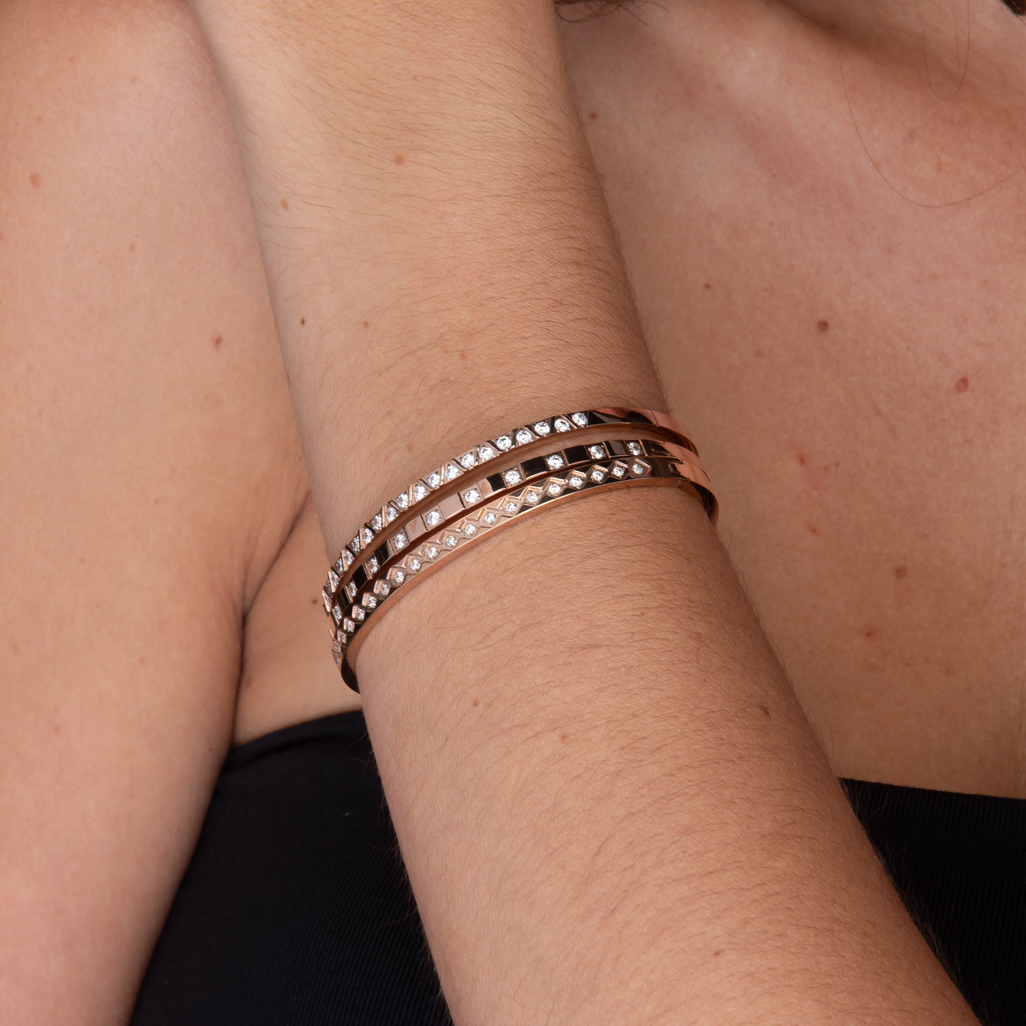 Triangle Sapphire Hinged Bangle Bracelet