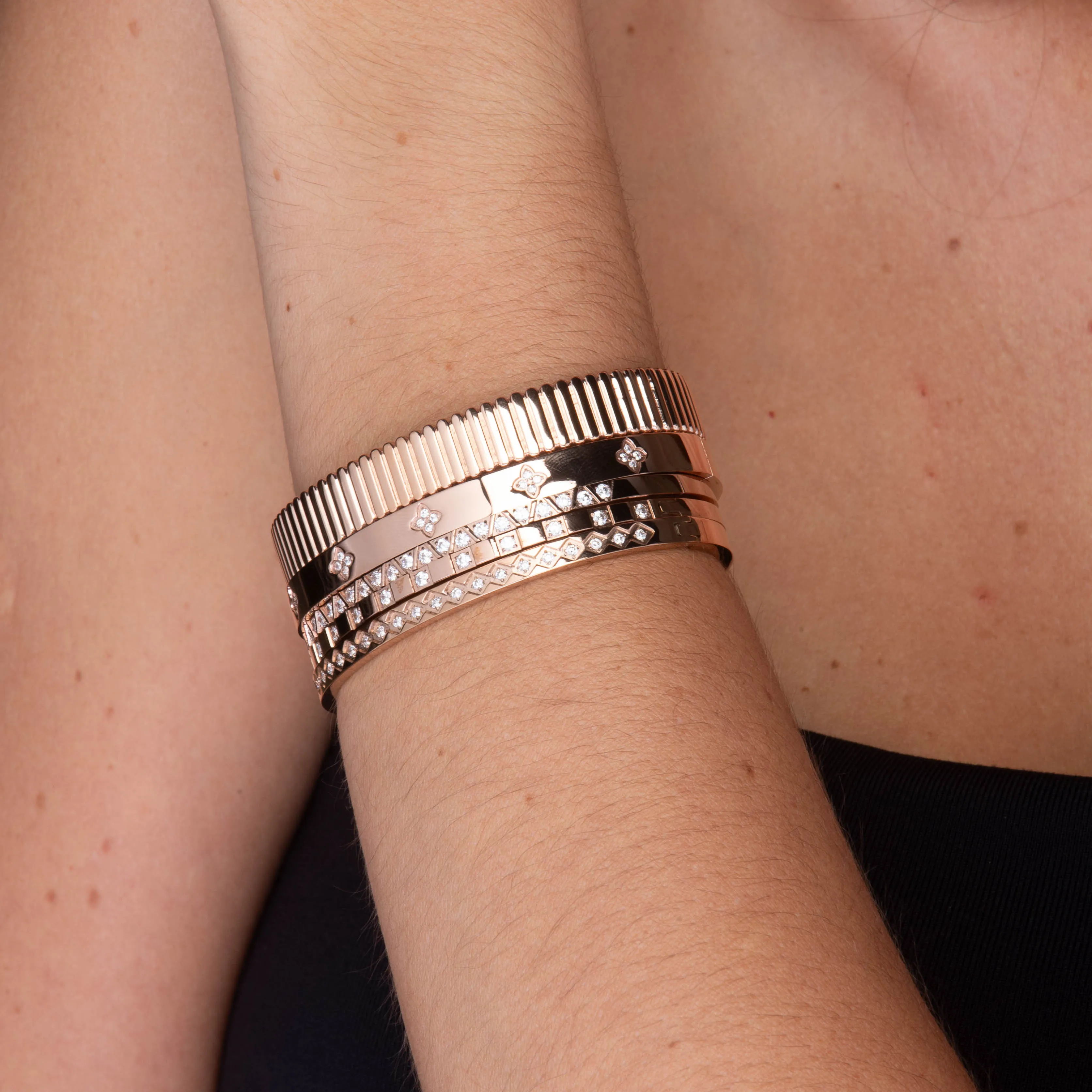 Triangle Sapphire Hinged Bangle Bracelet
