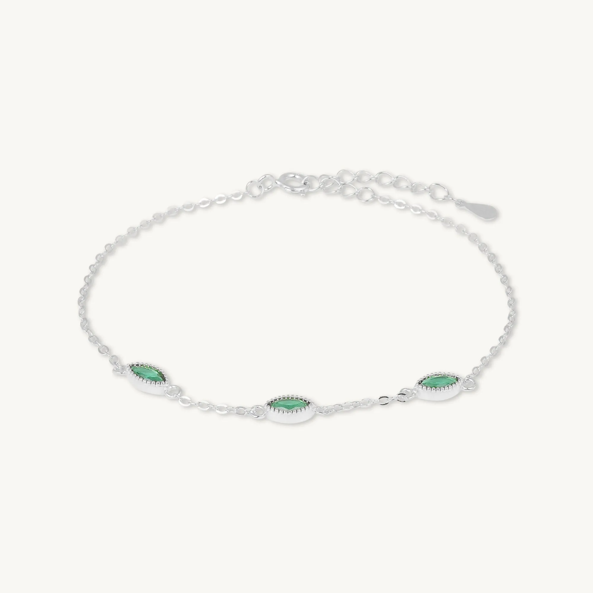 Trio Emerald Evil Eve Marquise Chain Bracelet