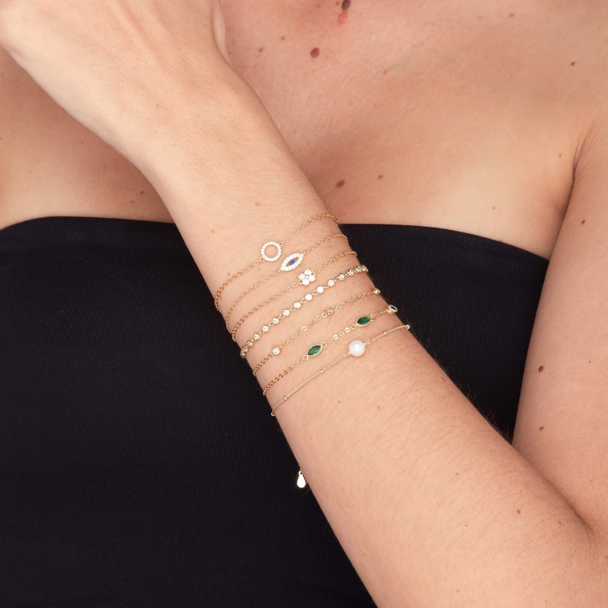 Trio Emerald Evil Eve Marquise Chain Bracelet