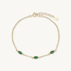 Trio Emerald Evil Eve Marquise Chain Bracelet