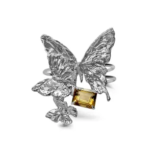 Triple Butterfly Cuff in Citrine