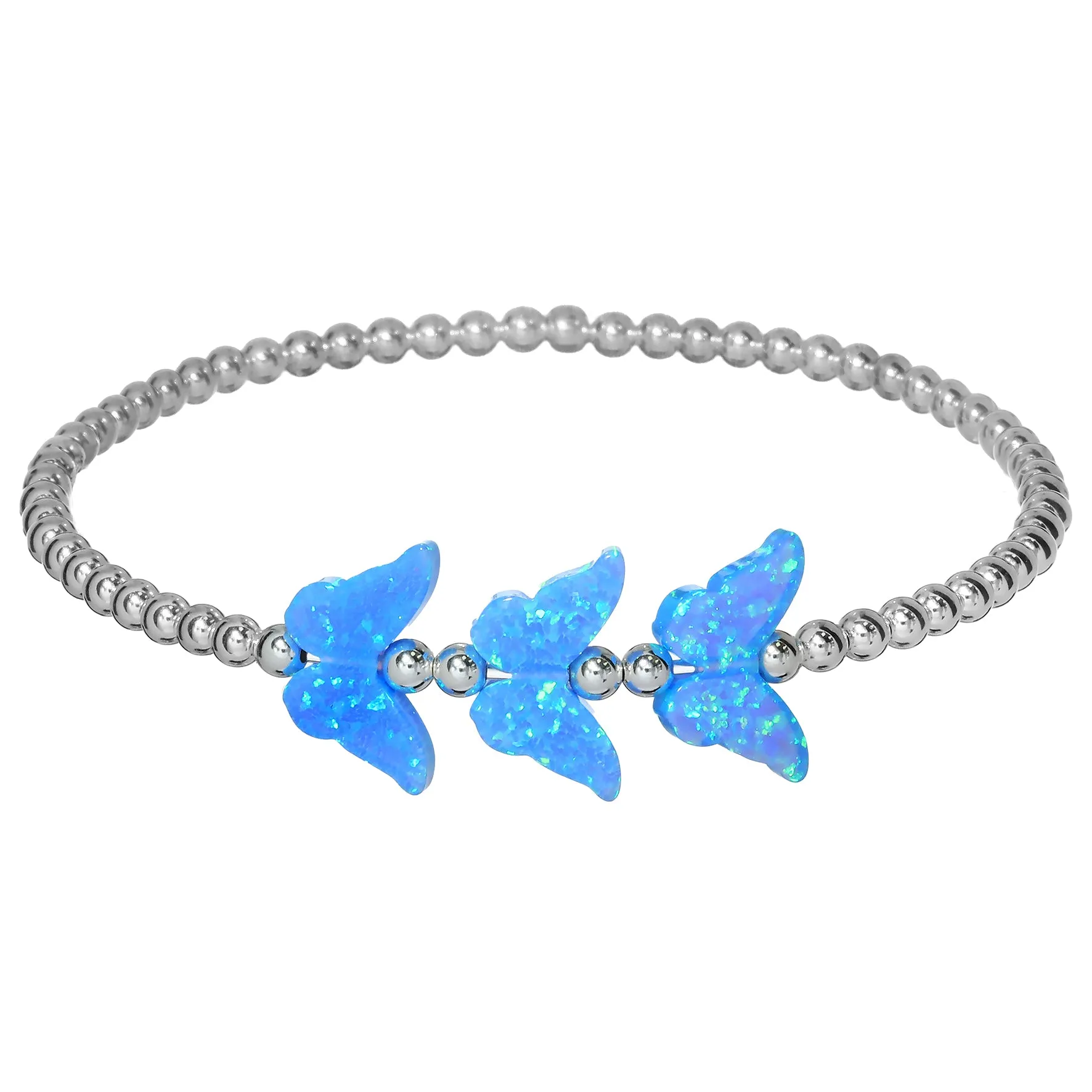 TRIPLE BUTTERFLY | Opal Charm and 14K Gold Filled Beads Bracelet